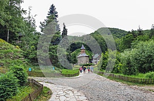 SILVASU DE SUS, ROMANIA - Jul 12, 2020: Prislop Monastery from Hunedoara County