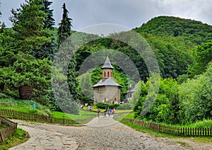 SILVASU DE SUS, ROMANIA - Jul 12, 2020: Prislop Monastery from Hunedoara County