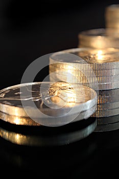 Silvel coins close up photo