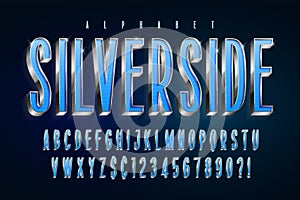 Silver 3d glossy font, gold letters and numbers.