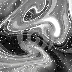 Silver abstract background with swirls and snow