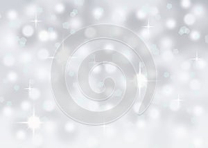 Silver abstract bokeh snow falling winter christmas holiday background