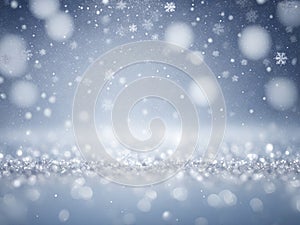 Silver abstract snow falling background