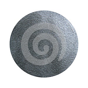 Silver acrylic painted circle. Metallic textured stain