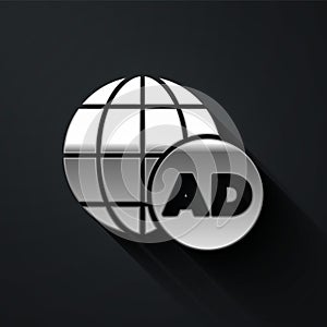 Silver Advertising icon isolated on black background. Concept of marketing and promotion process. Responsive ads. Social