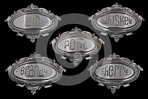 Silver alcohol name plates