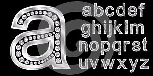 Silver alphabet with diamonds, letters from A to Z photo