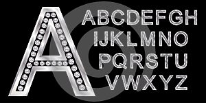 Silver alphabet with diamonds, letters from A to Z photo