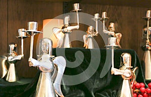 Angels silver candle holders