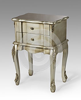 Silver antique ornate bedside cabinet