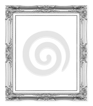 Silver antique picture frames. Isolated on white