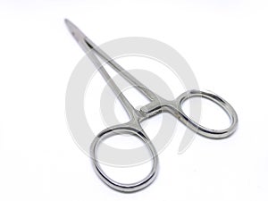 Silver artery forcep isolated on white background