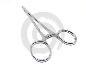 Silver artery forcep isolated on white background
