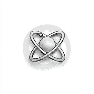 Silver Atom Model on White Background