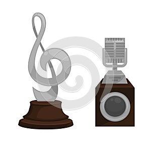 Silver awards or prizes for musical talents vector