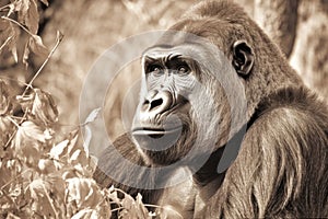 silver back Gorilla portrait on nature