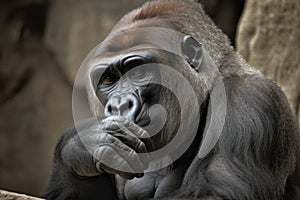 silver back Gorilla portrait on nature