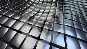 Silver background with 3D squares pattern waves, abstract technology field of cubes