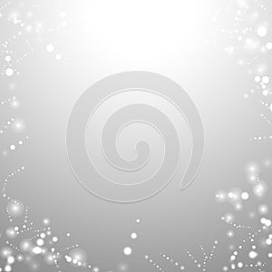 Silver background bokeh bling snow flake confetti