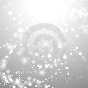 Silver background bokeh bling snow flake confetti