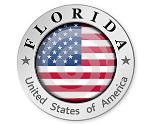 Silver badge with Florida and USA flag