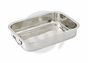 Silver baking dish isolated on white