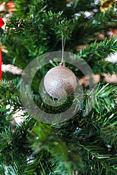 Silver ball on christmas tree