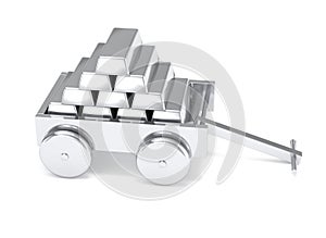 Silver bar miniature toy cart isolated