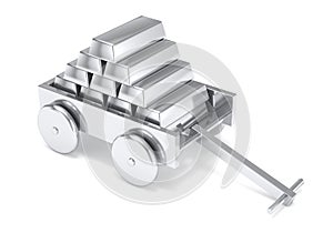 Silver bar miniature toy cart isolated