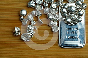 Silver bar silver nuggets precious metals money investment economy assets treasure