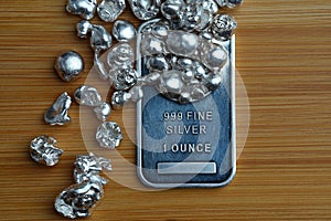 Silver bar silver nuggets precious metals money investment economy assets treasure