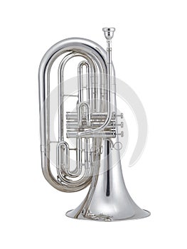 Silver Baritone, Baritone, Brass Classical Music Instrument Isolated on White background, Musician