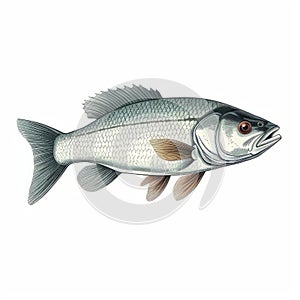 Silver Barra Fish Illustration In Kodak Vision2 100t Style