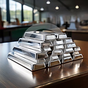 silver bars in a bank