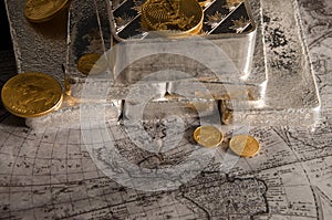Silver Bars with Gold Eagle Coins
