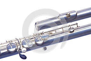 Silver Bass Flute Isolated on White