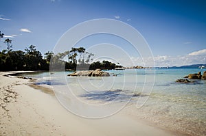 Silver beach with limpid water in Corsica photo