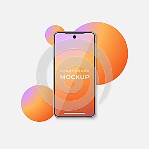 Silver bezel smartphone screen mockup vector template
