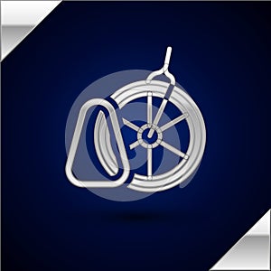 Silver Bicycle parking icon isolated on dark blue background. Vector