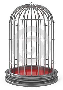 Silver Bird Cage isolated on white