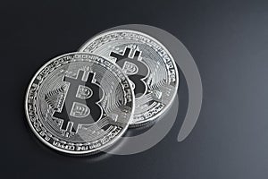 Silver Bitcoins close up shot