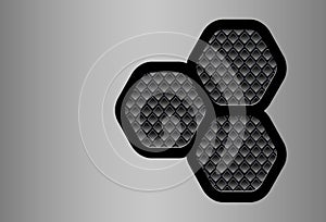 Silver black background with 3D hexagonal pattern texture
