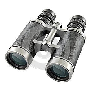 Silver and Black Binoculars 3 D Render Isolated White Background