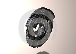 Silver and black brake disc on white