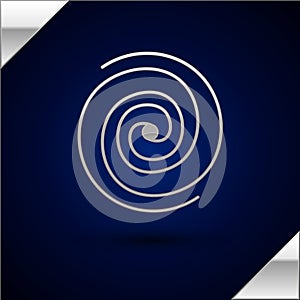 Silver Black hole icon isolated on dark blue background. Space hole. Collapsar. Vector Illustration