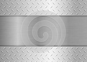 Silver black industrial background. Stainless steel texture metallic. Diamond pattern metal sheet. Vector illustration