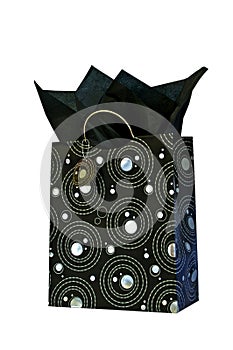 Silver and black patterned gift bag