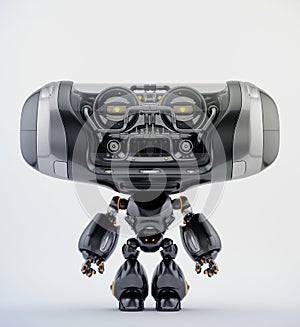 Silver-black robot toy, 3d rendering