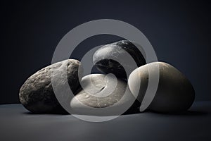 Silver black rocks geology. Generate Ai