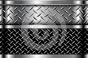 Silver black steel texture background, with diamond plate pattern texture 3D metal design
